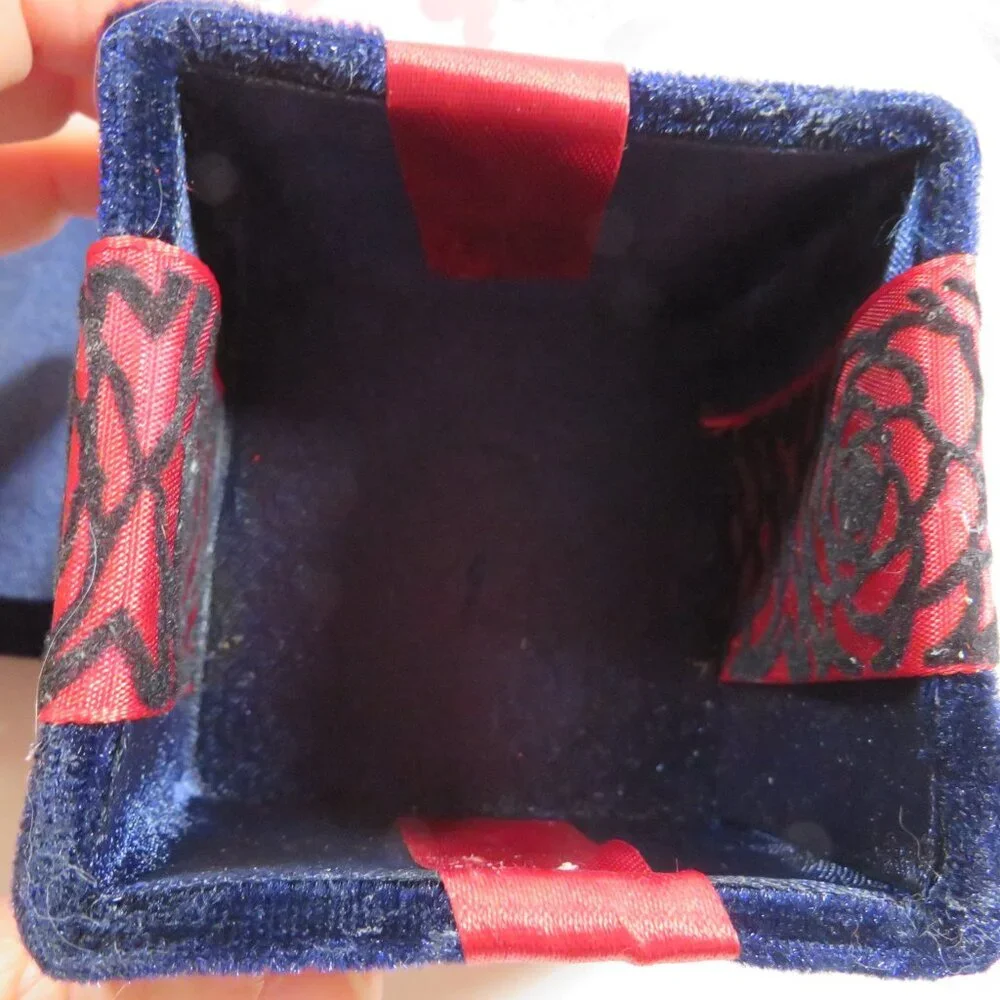 Navy & Red Velvet fabric covered box Great for Valentine's Gifts